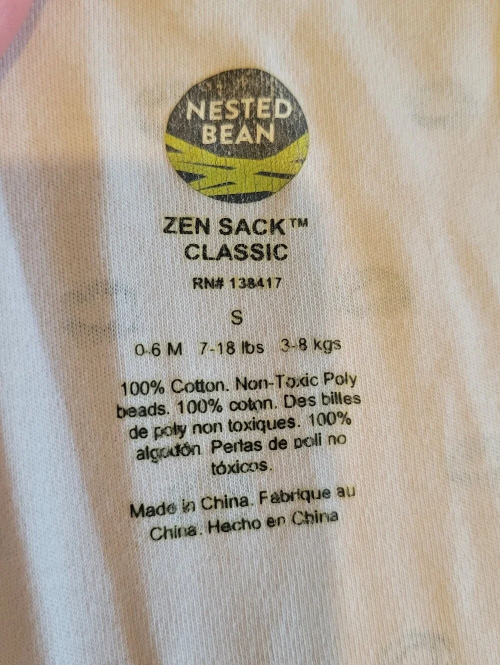 Nested Bean Zen Sack Classic Size Small 0-6 months 7-18 lbs